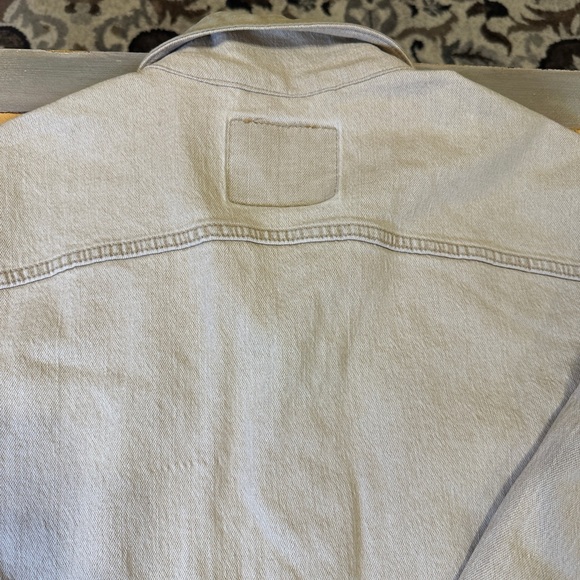 Levis Premium Stock Trucker Jacket Mens Small Khaki Corduroy Collar Cotton Blend - Picture 14 of 15